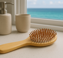 Brosse en bambou ronde pour vitaliser le cheveux